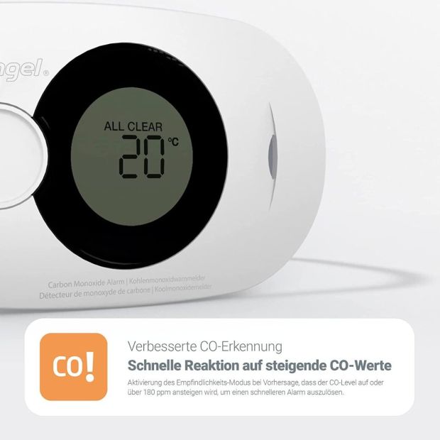 CO Melder FireAngel® 10 Jahre Batterie Kohlenmonoxid CO Gasmelder Warnmelder