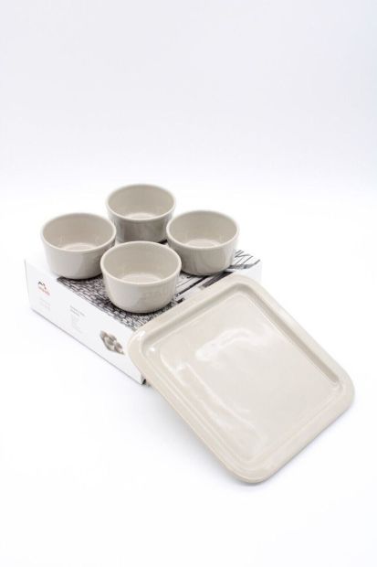Staub Tapas Set Dipschalen Tablett Keramik Grau 21,5 x 21,5cm -0,15 L- [8er set]