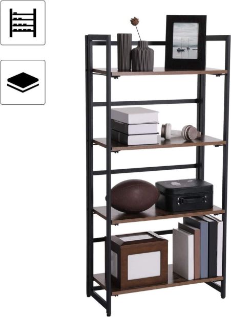 VASAGLE Standregal Bücherregal Regal Wandregal Klappregal Holz 4 Ebene 