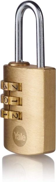 Yale® 22 mm Standard Messing-Kombinationshangschloss Zahlenvorhangschloss Yale® 22 mm Standard Messing-Kombinationshangschloss Zahlenvorhangschloss