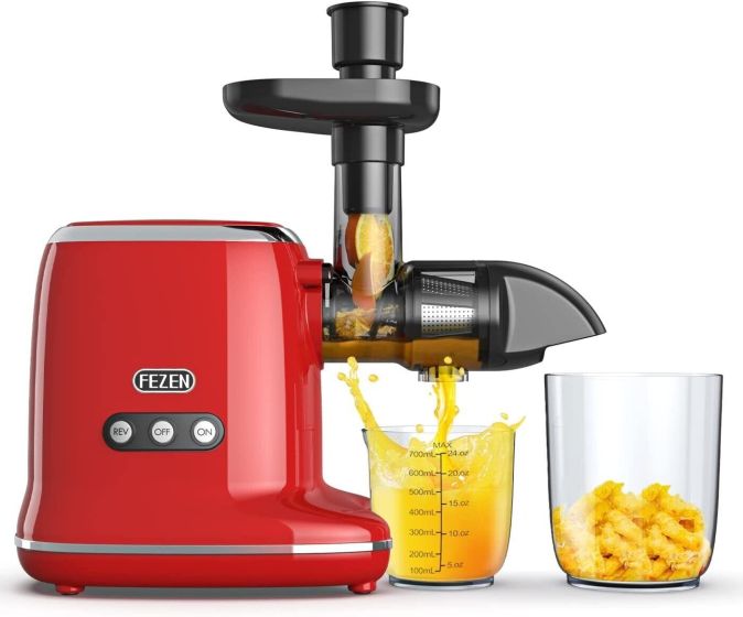 FEZEN Entsafter Slow Juicer 400W Gemüse Saftpresse Rot [B-WARE]