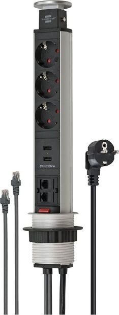 Brennenstuhl Tower Power 3 fach Tischsteckdose Einbausteckdose 2m