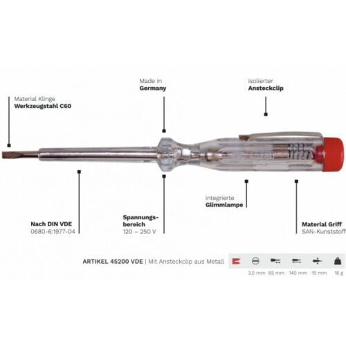 Vivanco VT140 Stromprüfer Spannungsprüfer 200-250V Phasenprüfer 