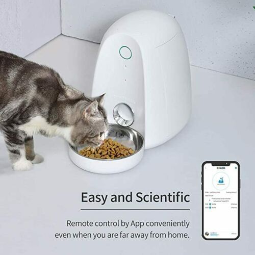 DOGNESS® Futterautomat per App mit Mikrofon für Katze Hund Futter Schale Napf Weiß