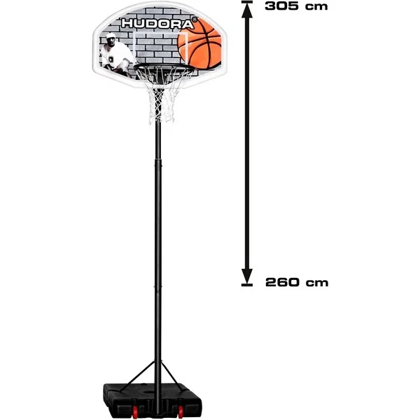 Hudora Mobiler 260-305cm Höheverstellbarer Basketballanlage Basketballständer Hudora Mobiler 260-305cm Höheverstellbarer Basketballanlage Basketballständer