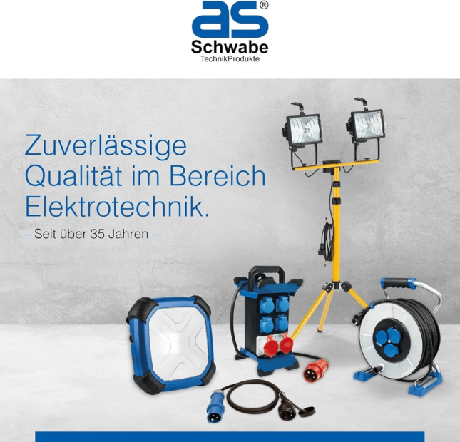 as-Schwabe Optiline LED Arbeitsleuchte mit Bewegungsmelder 20W Baustrahler 4000K