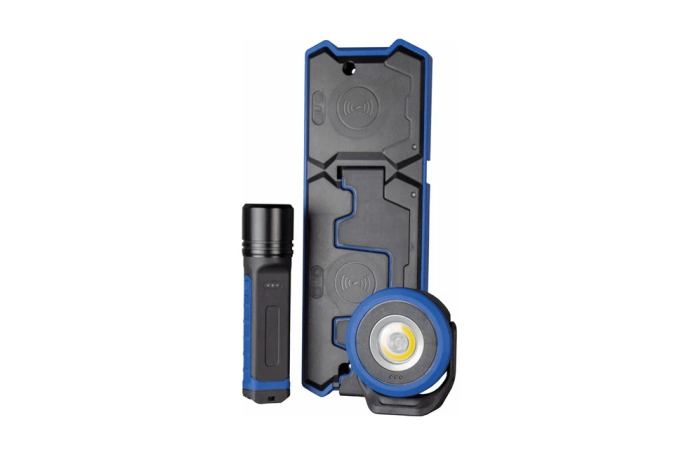 as–Schwabe LICHTFABRIK LED Akku Strahler + Handlampe mit Induktionsladestation
