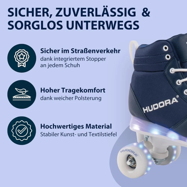 HUDORA LED Roller Skates Rollschuhe Leucht Kinderrollschuhe für Jungen/Mädchen