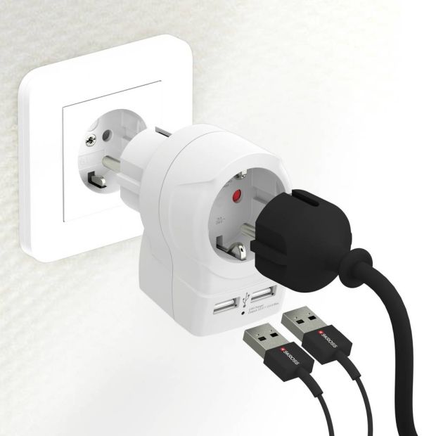 Skross Zwischensteckdose Steckdosenverlängerung mit 2 USB Anschluss Skross Zwischensteckdose Steckdosenverlängerung mit 2 USB Anschluss