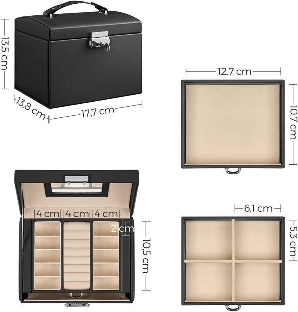 Songmics Schmuckschatulle mit 2 Schubladen