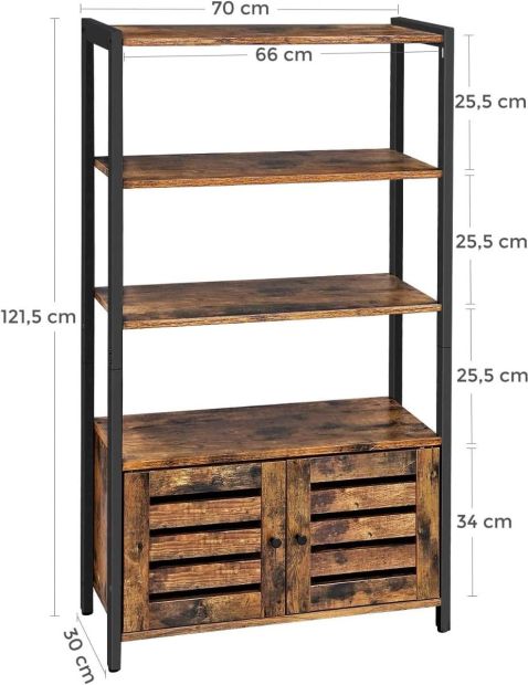 Vasagle Bücherregal Standregal 4 Ebene Bücherschrank Küchenschrank