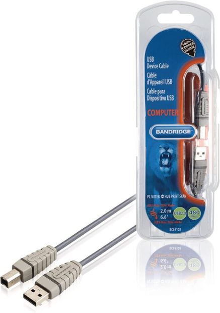 Bandridge 2m USB 2.0 Druckerkabel Scannerkabel USB-A auf USB-B 
