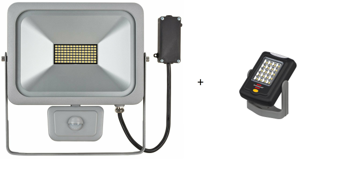 Brennenstuhl Slim LED Strahler außen mit Bewegungsmelder + Gratis Brennenstuhl Universalleuchte 
