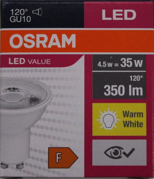 Osram LED-Wert GU10 Spot Strahler Lampe  35W Warmweiß 