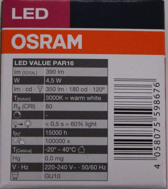 Osram LED-Wert GU10 Spot Strahler Lampe  35W Warmweiß 