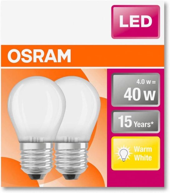 OSRAM LED STAR CLASSIC E27 Sockel Tropfen Form Warmweiß 40W [2ER]