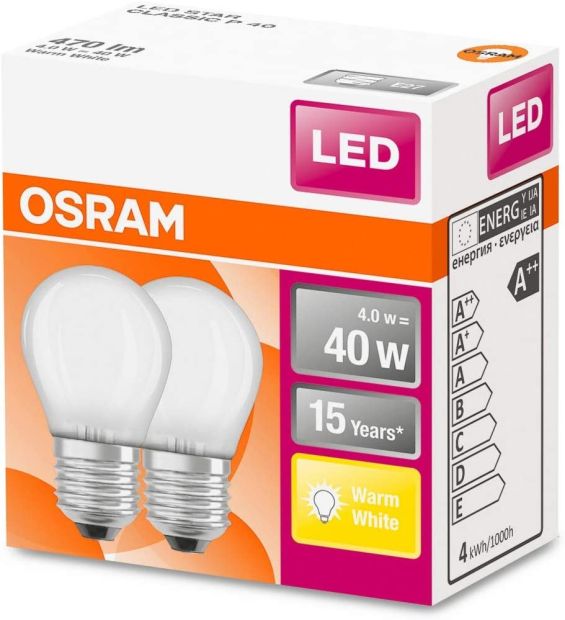 OSRAM LED STAR CLASSIC E27 Sockel Tropfen Form Warmweiß 40W [2ER]