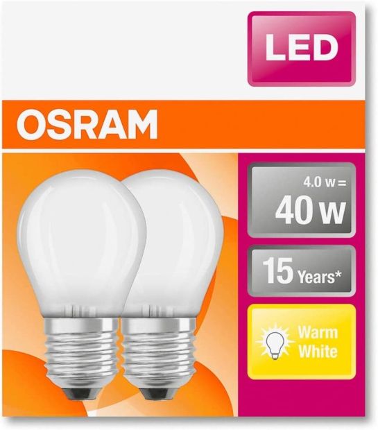 OSRAM LED STAR CLASSIC E27 Sockel Tropfen Form Warmweiß 40W [2ER]