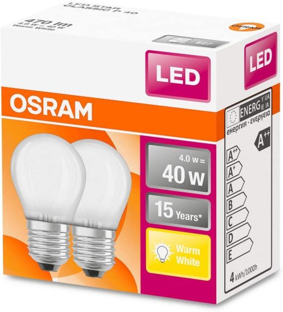 OSRAM LED STAR CLASSIC E27 Sockel Tropfen Form Warmweiß 40W [2ER]