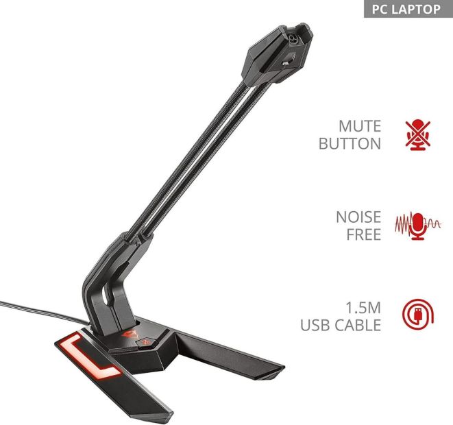 Trust Gaming Mikrofon USB GXT PC Konsolen Tischmikrofon LED Beleuchtung 