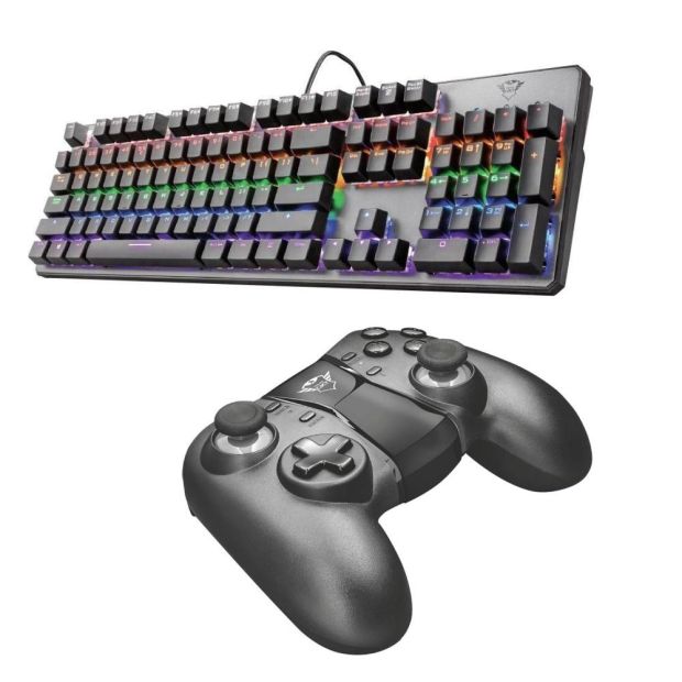 Trust GXT 865 Asta Gaming Mechanische Tastatur mit Trust Kabellos Gamepad [Kombi Deal]