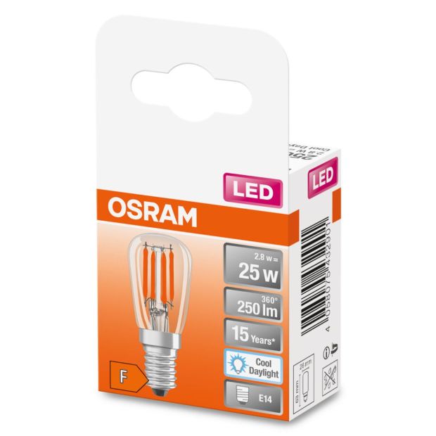 OSRAM E14 LED Kühlschranklampe Birne T26 25W Kaltweiß Leuchte [10ER]