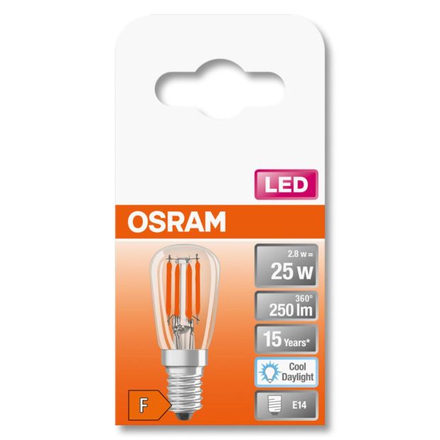 OSRAM E14 LED Kühlschranklampe Birne T26 25W Kaltweiß Leuchte [10ER]