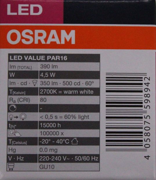 OSRAM GU10 LED Spot Strahler warmweiß PAR16 50W Reflektorlampe OSRAM GU10 LED Spot Strahler warmweiß PAR16 50W Reflektorlampe