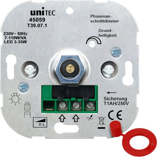 Unitec Phasenanschnittdimmer für Beleuchtung Drehdimmer mit Schraubklemmen