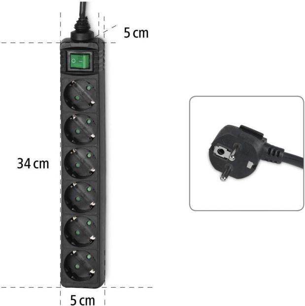 Hama 6-Fach Steckdosenleiste mit Schalter Mehrfachsteckdose 3m Hama 6-Fach Steckdosenleiste mit Schalter Mehrfachsteckdose 3m