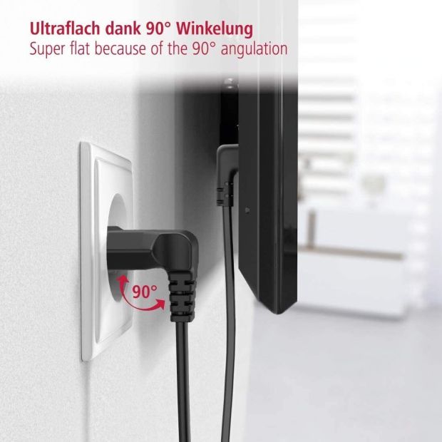 Hama 3m Netzkabel mit Flachem Eurostecker Eurokabel Schwarz Hama 3m Netzkabel mit Flachem Eurostecker Eurokabel Schwarz