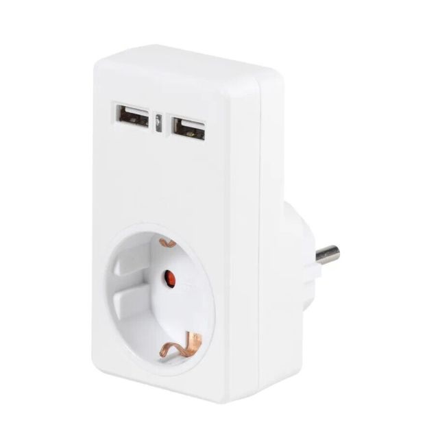 Vivanco Zwischenstecker Steckdosenadapter mit 2x USB Buchse Weiß