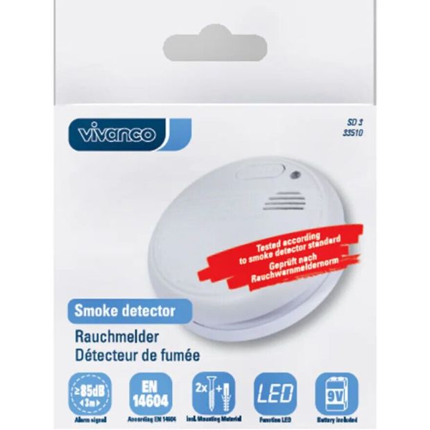 Vivanco Fotoelektrischer Rauchmelder 85dB Alarm Feuermelder Vivanco Fotoelektrischer Rauchmelder 85dB Alarm Feuermelder