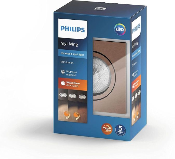 Philips Warmglow LED Einbaustrahler 4,5W Kupfer Deckenspot mit Trafo dimmbar 