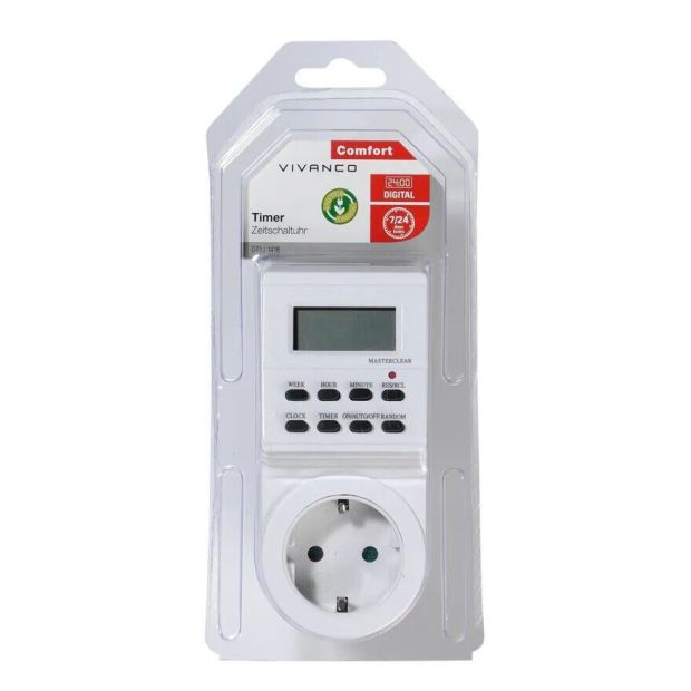 Vivanco Digitale Tages- und Wochenzeitschaltuhr Timer LCD Display 