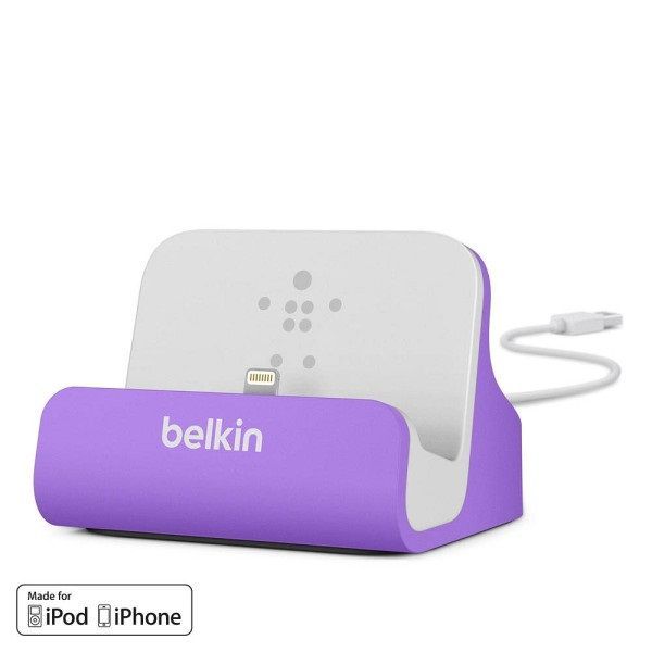 Belkin Lightning Lade/Sync-Dockingstation inkl1,2m USB-Kabel für iPhone lila Belkin Lightning Lade/Sync-Dockingstation inkl1,2m USB-Kabel für iPhone lila