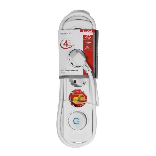 VIVANCO EKLS 4W25 4-fach Steckdosenleiste mit Ein-Ausschalter VIVANCO EKLS 4W25 4-fach Steckdosenleiste mit Ein-Ausschalter