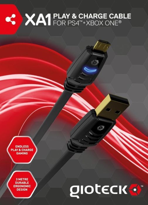 Gioteck XA1 Ladekabel Controller Kabel für PS4/XBOX One Charge Cable 3m