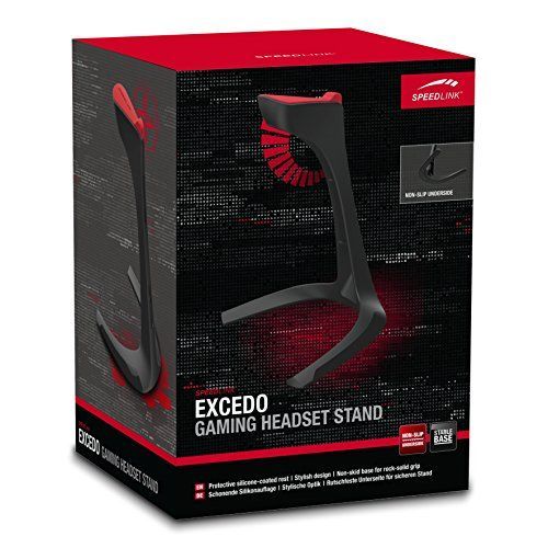 Speedlink (B-WARE) Aufsteller für Gamer Kopfhörer  - Excedo Gaming Headset Stand (Schonende Silikonauflage - Einfache Nutzung - Sicherer, stabiler Halt) Maße: 167 × 153 × 235mm (B × T × H) schwarz 4-6-1-8485