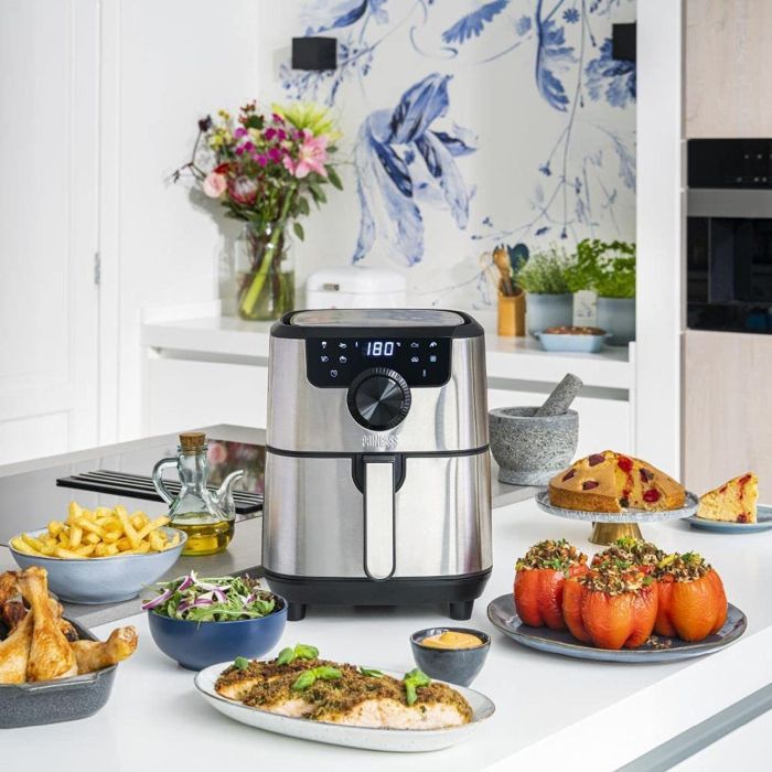 Princess Heißluftfritteuse 4,5L XXL 1500W Edelstahl 6 Person Airfryer Smart App Fritteuse