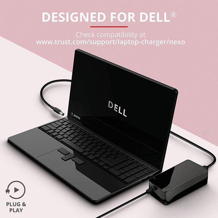 Trust Nexo, EU 90 W Ladegeräte und Netzteil für Dell Laptop mit 7.4mm-Stecker - schwarz