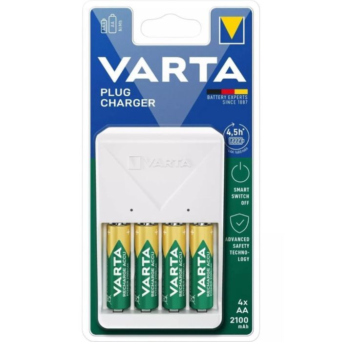 Varta Plug Charger Batterieladegerät mit 4x AA Akkus 2100mAh