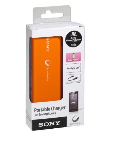 Sony CP-VLSD tragbares Akku-Ladegerät für Smartphone inkl. micro-USB Kabel (1400mAh) orange