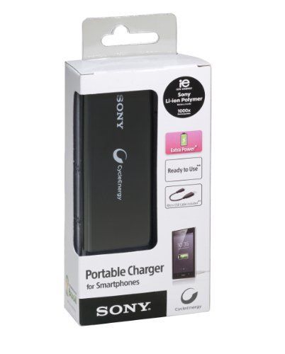 Sony CP-VLSB tragbares Akku-Ladegerät für Smartphone inkl. micro-USB Kabel (1400mAh) schwarz