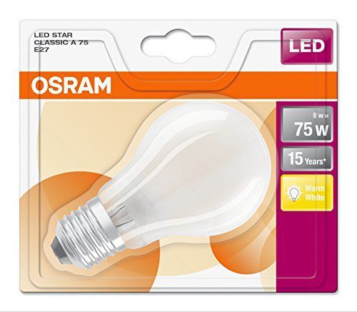 6x Osram LED-Lampe | Sockel E27 |Warm White (2700 K) | ersetzt Glühlampen mit 75 W | 8,00 W | Matt | LED Retrofit CLASSIC A