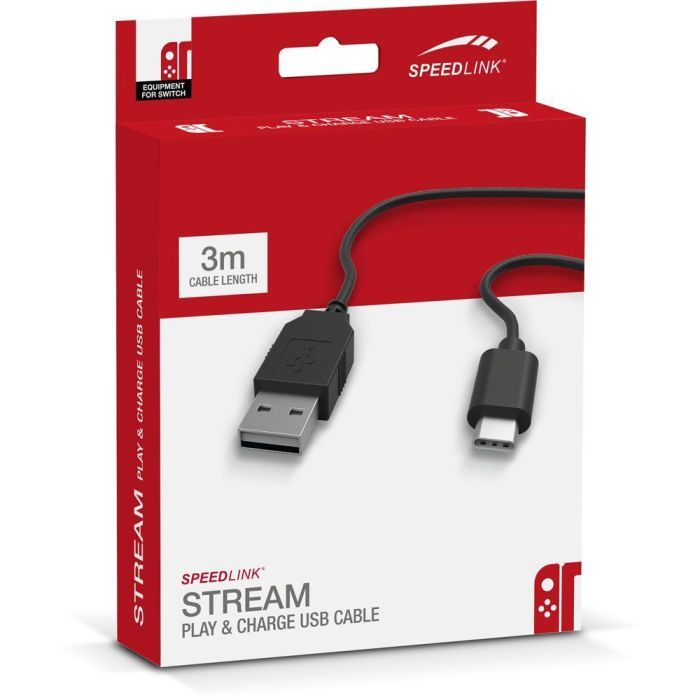 Speedlink USBC to USB Netzteil 3m Meter Ladekabel für Nintendo Switch Lade Kabel