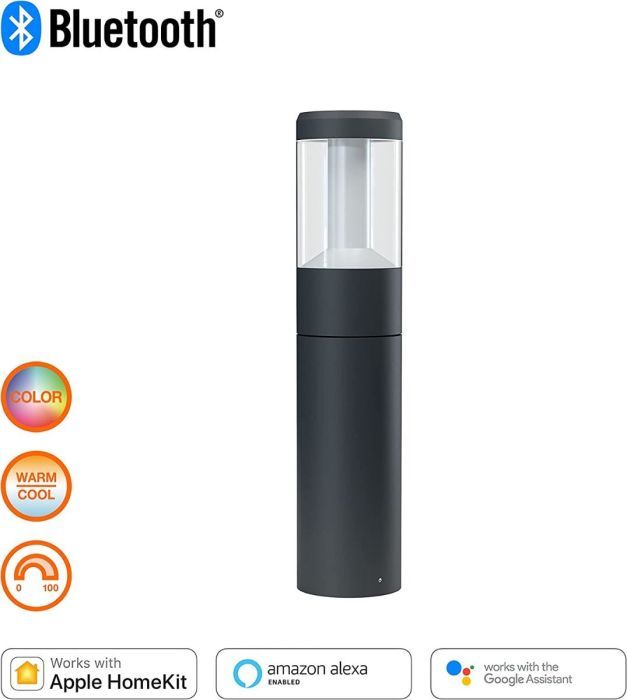 LEDVANCE Smarte LED Gartenpylone mit Bluetooth Technologie, 50cm Höhe, Lichtfarbe änderbar (2000-6500K), RGB-Farben änderbar, steuerbar mit Google,Alexa und Apple Homekit,SMART+ MODERN LANTERN Bollard