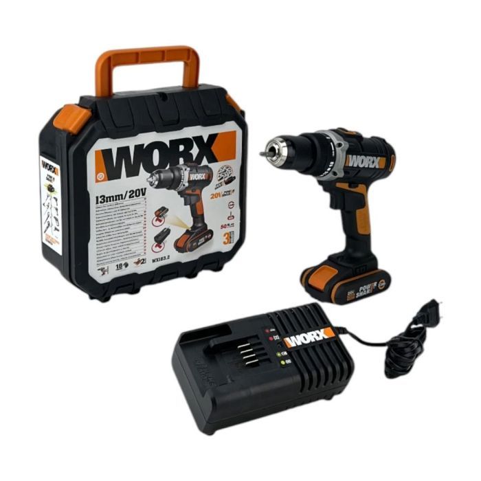 Worx Akku Bohrschrauber Starterset 50Nm 20V Akkuschrauber mit Akku/Ladegerät