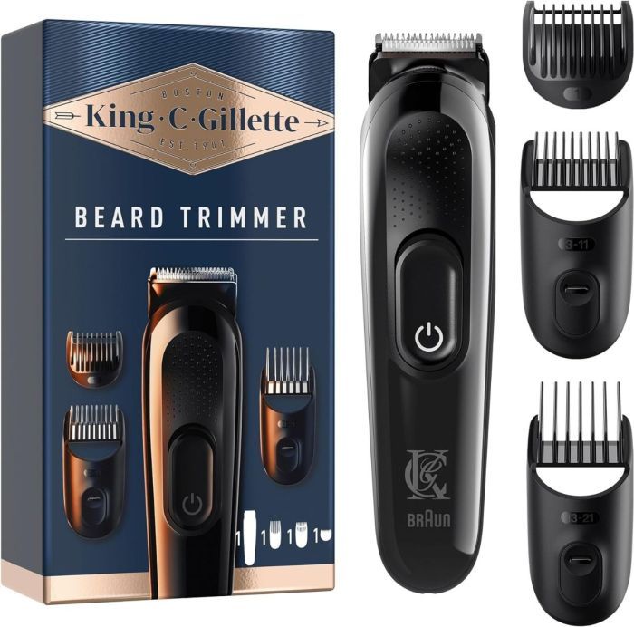 King C. Gillette Kabelloses Bartschneider-Set für Männer inklusive 3 austauschbaren Haarschneidekämmen