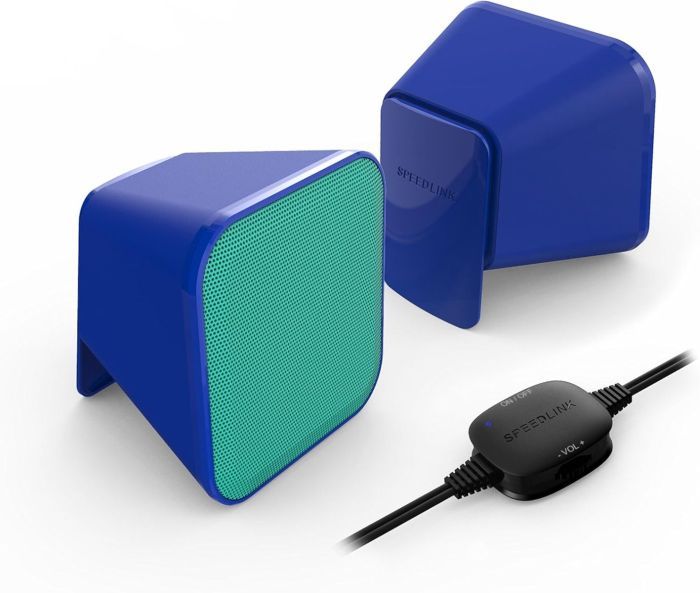 SPEEDLINK SNAPPY Stereo Speakers Lautsprecher Boxen für PC Laptop USB Kabel TOP blau-türkis (B-WARE)